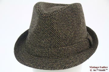 Trilby Hawkins tweed-stijl grijs en bruin beige 57,58,59, 60, Ophalen of Verzenden, Nieuw, Hoed