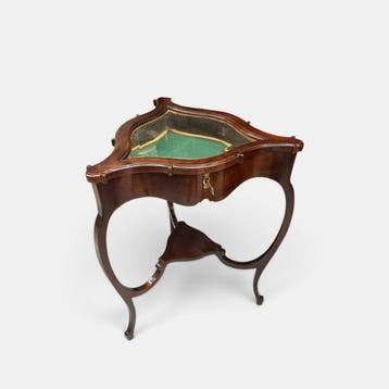 Bijzettafel - Mahonie, Glas, Alcantara