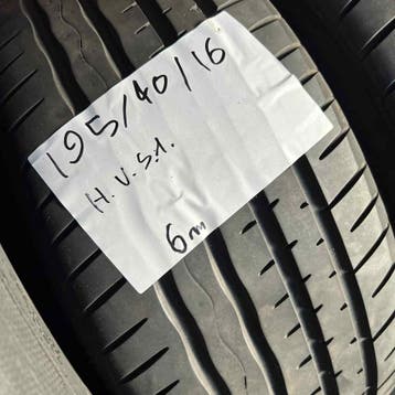 2 x Hankook 195-40-16 Zomerbanden 6mm, Gebruikt, 16 inch, Ophalen of Verzenden, Band(en)
