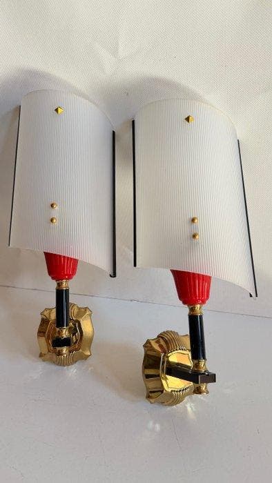Wandlamp (2) - Rockabilly - Messing, Plastic, Metaal, Antiek en Kunst, Antiek | Lampen