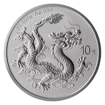 China. 10 Yuan 2025 1 oz ¥10 CNY Chinese Silver Dragon Coin