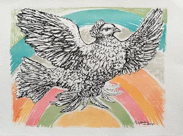 Pablo Picasso (1881-1973) - Colombe volant à lArc en Ciel
