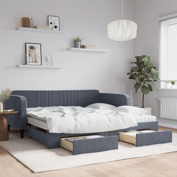vidaXL Slaapbank onderschuifbed lades 100x200 cm fluweel, 100 cm, Eenpersoons, Verzenden, Nieuw