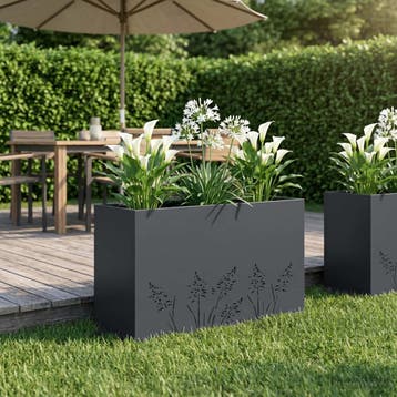 vidaXL Plantenbak Antraciet 80 x 20 x 49 cm Koudgewalst, Verzenden, Minder dan 60 cm, Nieuw, Metaal