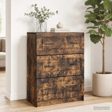 vidaXL Ladenkast Gerookt eiken 66 x 34,5 x 87 cm Bewerkt, Verzenden, Nieuw