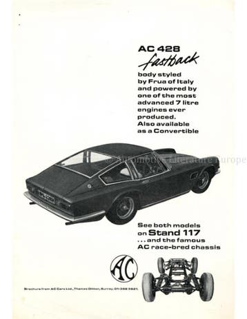 1968 AC 428 FASTBACK LEAFLET ENGELS, Nieuw, Author
