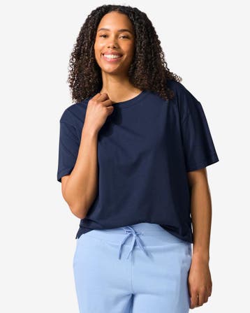 HEMA Dames T-shirt boxy fit donkerblauw, Verzenden, Nieuw