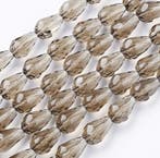 1 x Streng 57~59 glaskralen facet druppel grijs 11x8 mm –., Ophalen of Verzenden, Nieuw, Kraal