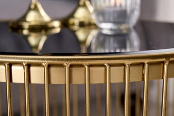 Salontafel VARIATION 80cm goud met zwart glas - 43233, Huis en Inrichting, Ophalen of Verzenden, Nieuw