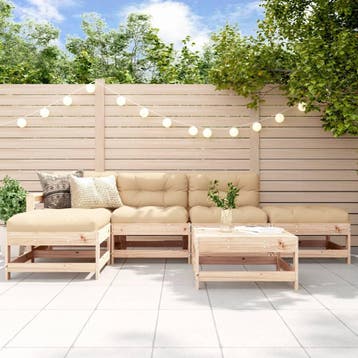 vidaXL 6-delige Loungeset massief grenenhout, Verzenden, Nieuw, 6 zitplaatsen, Loungeset