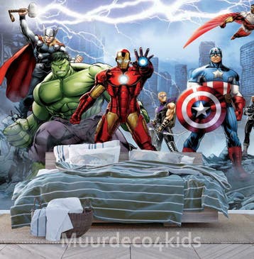 Avengers fotobehang - vliesbehang - 360x270 cm, Ophalen of Verzenden, Nieuw, Wanddecoratie