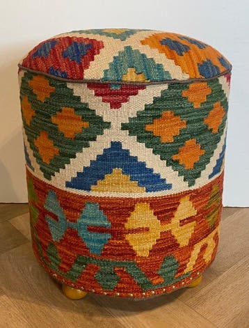 Kelim Poef(Ongebruikt/Nieuw) - Tapijt - 38 cm - 38 cm, Nieuw