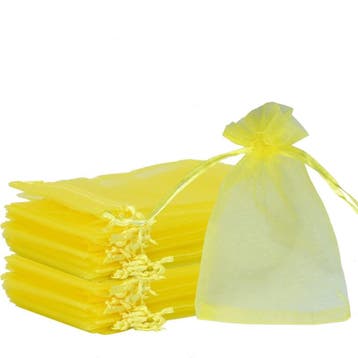 c.a. 100 x organza zakjes 10 x 15 cm geel, Ophalen of Verzenden, Nieuw