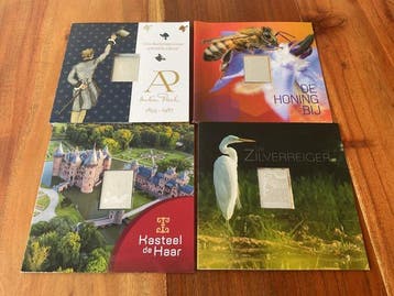 Nederland - 4 zilveren postzegels, Postzegels en Munten, Postzegels | Nederland, Gestempeld