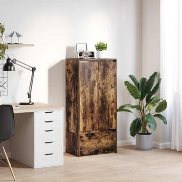 vidaXL Kast met lade 55,5x34x119,5 cm spaanplaat gerookt, Verzenden, Nieuw, Overige houtsoorten