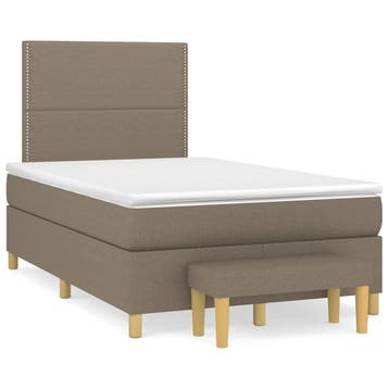 vidaXL Boxspring met matras stof taupe 120x190 cm, Verzenden, Nieuw, 190 cm of minder, Twijfelaar