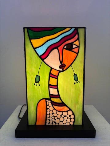 Tafellamp - Glas-in-lood - Picasso