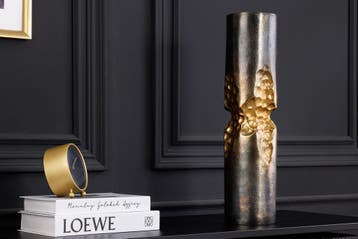 Moderne vaas PRECIOUS 40cm zwart goud metaal gehamerd design, Huis en Inrichting, Ophalen of Verzenden, Nieuw
