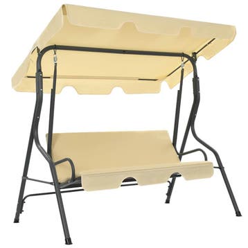 vidaXL Schommelbank 170x110x153 cm crèmewit, Tuin en Terras, Verzenden, Nieuw
