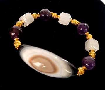 Armband – Œil Céleste – agaat, amethist & bergkristal –
