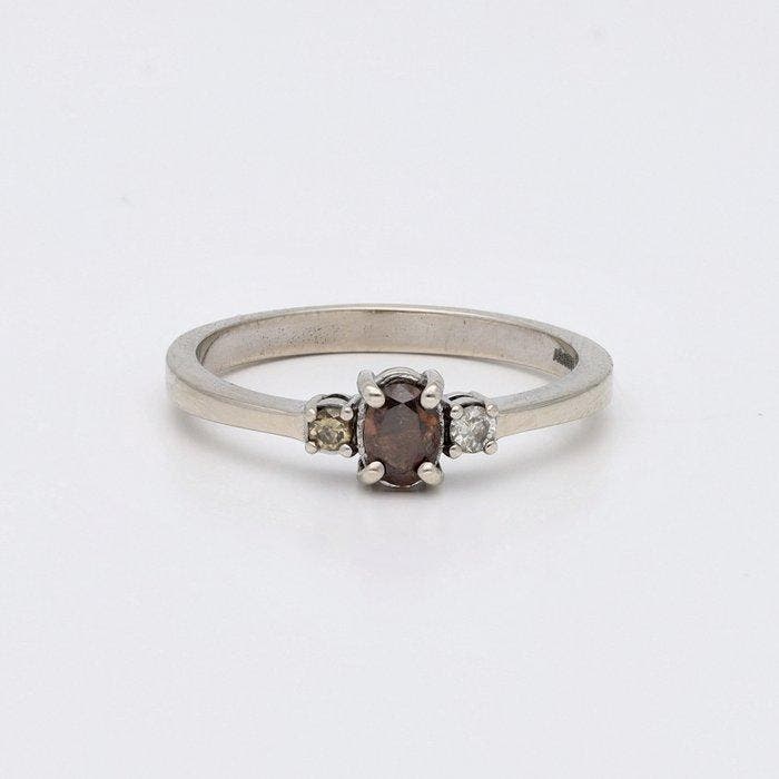 Ring - 14 karaat Witgoud Diamant (Natuurlijk), Sieraden, Tassen en Uiterlijk, Ringen