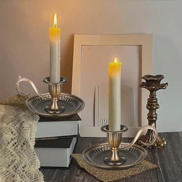 Vintage Metalen Kandelaar met Handvat - Stijlvolle Kaarsenho, Verzenden, Nieuw