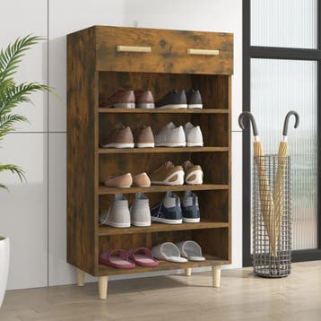 vidaXL Schoenenkast 60x35x105 cm bewerkt hout gerookt, Verzenden, Nieuw