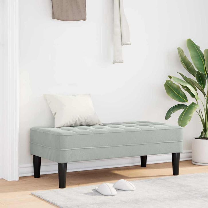 vidaXL Bank met kussen Lichtgrijs 113 x 57 x 39 cm Fluweel, Huis en Inrichting, Banken | Bankstellen, Nieuw, Minder dan 150 cm