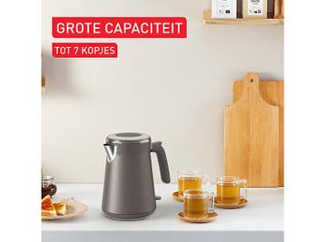 Tefal -   Collection 1.7l Waterkoker Pewter, 1 tot 2 liter, Verzenden, Nieuw