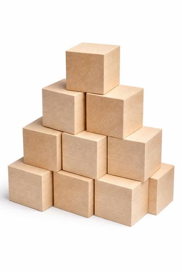Set van 9 netjes geschaafde vierkant blokken lindehout (5x5, Ophalen of Verzenden, Nieuw