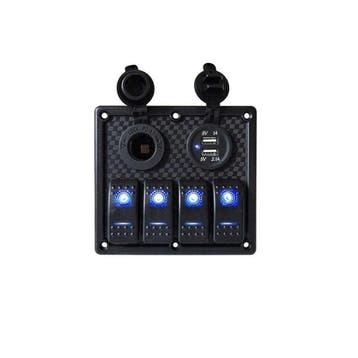 TM Schakelpaneel LED 12/24V 4 schakelaars 2x USB en 12V stop, Ophalen of Verzenden, Nieuw