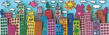 James Rizzi (1950-2011) - A Bunch Of Birds On Buildings