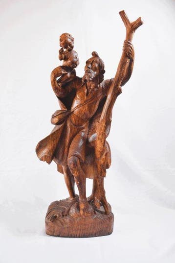 sculptuur, San Cristóbal con el Niño Jesús - 65 cm -