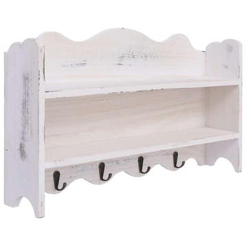 vidaXL Wandkapstok 50x10x30 cm hout wit, Verzenden, Nieuw