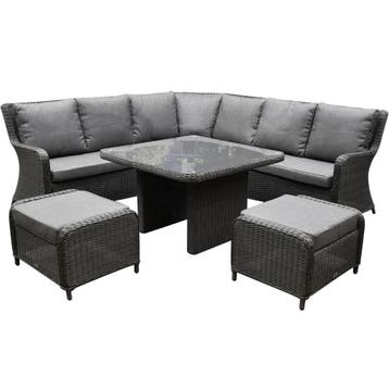 Bilbao premium dining hoek loungeset 6 delig antraciet, Tuin en Terras, Ophalen of Verzenden, Nieuw, Wicker