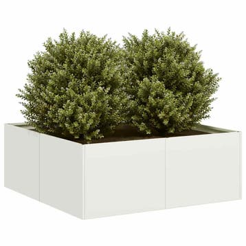 vidaXL Plantenbak 80x80x30 cm staal wit, Verzenden, Nieuw, Metaal, 60 tot 100 cm