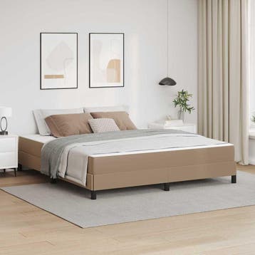 vidaXL Bedframe met matras Cappuccino 180 x 200 cm Stof, Verzenden, Nieuw, Bruin, Stof