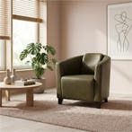 Leren fauteuil Press - Granada Moss (olijf/groen) - Poten, Nieuw, Ophalen of Verzenden, Eigentijds, Klassiek, Retro, Romantisch, Vintage