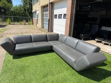 Leolux Rising Dunes Hoekbank grijs design bankstel ZGAN, Design, Hoekbank, Zo goed als nieuw, Leer