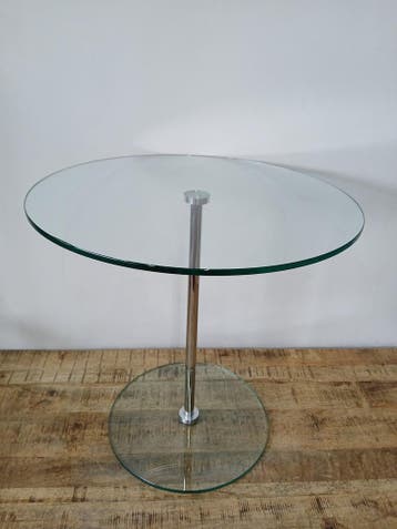 Bijzettafel, glas / chroom, Dia x H 60 x 60 cm, voet 40 cm, Ophalen, Nieuw