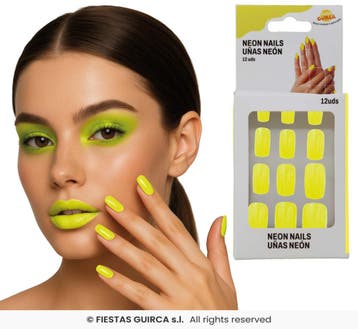 Neon Kunstnagels Geel, Verzenden, Nieuw, Feestartikel