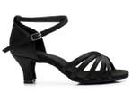 Latin Salsa Dames Dansschoenen in zwart satijn met een 5 cm, Ophalen of Verzenden, Nieuw, Schoenen