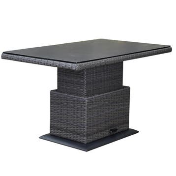 Miami lounge-diningtafel 130x75xH47-71 cm in hoogte, Tuin en Terras, Tuintafels, Ophalen of Verzenden, Nieuw, Wicker