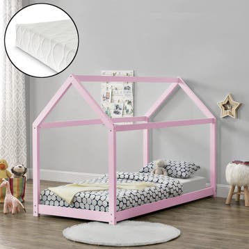 Kinderbed huisbed 200x90 met matras roze, Kinderen en Baby's, Kinderkamer | Bedden, Verzenden, Nieuw