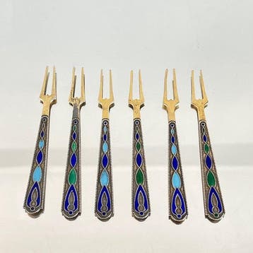 Vork (6) - Kraalranden - ornamentaal ontwerp - .875 (84, Antiek en Kunst