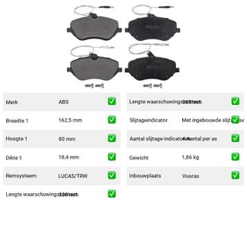 Remblokken Citroën C6 3.0 V6 Vooras - ABS Remblokken 37431, Verzenden, Nieuw, Citroën