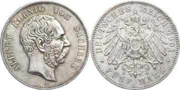 5 Mark 1901 Sachsen Albert 1873-1902, Verzenden