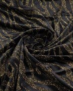 Fluweel Stretch Glitter Streep Goud/Zwart, Nieuw, Zwart
