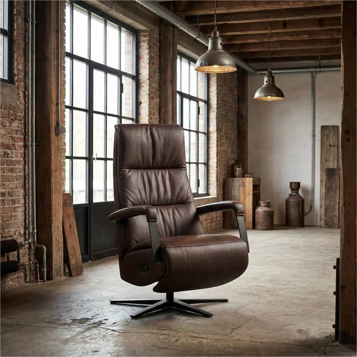 Leren relaxfauteuil met hartbalans Core - Toledo Espresso, Huis en Inrichting, Fauteuils, 50 tot 75 cm, 75 tot 100 cm, Nieuw, Leer