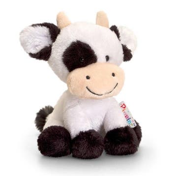 Knuffel Koe - pluche - zwart/wit - 14 cm - koeienknuffel, Verzenden, Nieuw